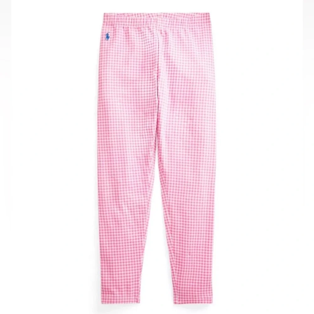 Ralph Lauren Beaded Logo Pique Polo Shirt and Matching Gingham Leggings Set